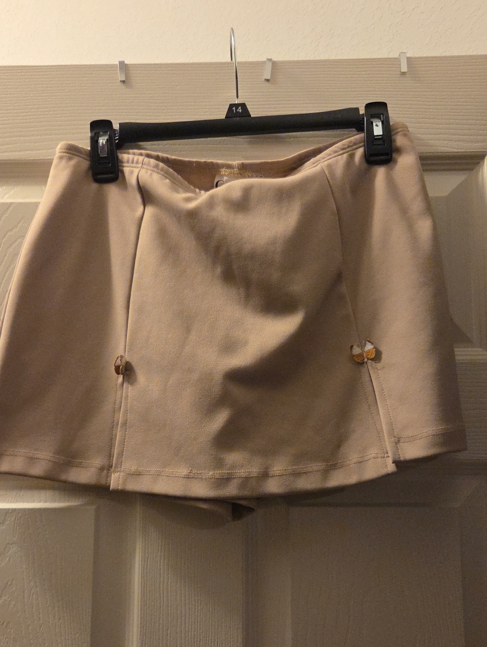 Beige Mini Skort with Butterfly Accents